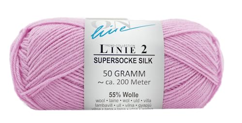 Online Garne Linie 2 Supersocke Silk | pinke Sockenwolle mit Seide und Merinowolle | Sockengarn 4fädig (4fach, 4ply) | 55% Wolle, 25% Polyamid, 20% Seide | Strumpfwolle 50g 200m (30 orchidee) von ONline Garne