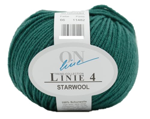 Online Garne Linie 4 Starwool | Reine Merinowolle dunkelgrün zum Stricken und Häkeln | 100% Wolle einfarbig uni grün | Nadelstärke 3,5 bis 4,5 mm (066 | dunkelgruen) von Online Garne