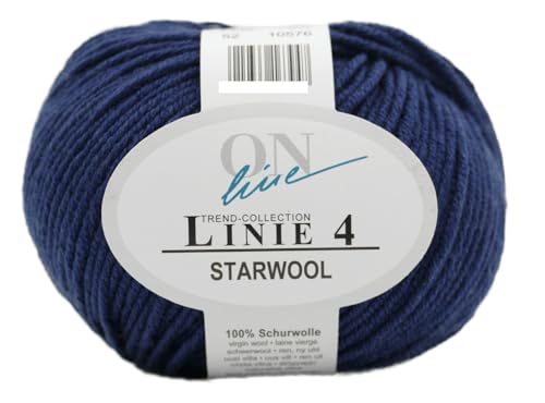 Online Garne Linie 4 Starwool | Reine Merinowolle marine blau zum Stricken und Häkeln | 100% Wolle dunkelblau einfarbig uni | Nadelstärke 3,5 bis 4,5 mm (052 | marine) von Online Garne