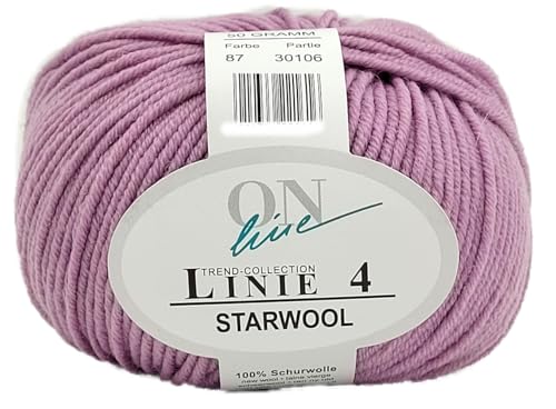 Online Garne Linie 4 Starwool | Reine Merinowolle rosa zum Stricken und Häkeln | 50g Wolle einfarbig uni | Nadelstärke 3,5 bis 4,5 mm (087 | altrosa) von ONline Garne