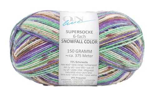 Online Garne Supersocke 6-fach # 376 Snowfall Color, dicke Sockenwolle 6-fädig, Sockengarn, Strumpfwolle mit Farbverlauf, 150g 375m, 75% Schurwolle, 25% Polyamid (3104) von ONline Garne