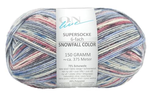 Online Garne Supersocke 6-fach # 376 Snowfall Color, dicke Sockenwolle 6-fädig, Sockengarn, Strumpfwolle mit Farbverlauf, 150g 375m, 75% Schurwolle, 25% Polyamid (3105) von Online Garne