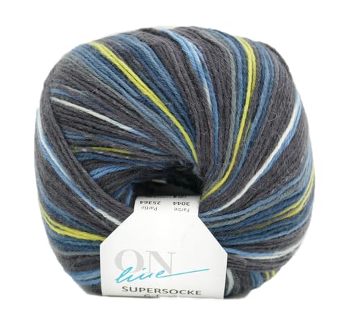 Online Garne Supersocke Sockenwolle 6-fach Merino Color | Strumpfwolle 6-fädig mit Merinowolle | 150g dickes Sockengarn mit Farbverlauf | 75% Wolle, 25% Polyamid (3044) von ONline Garne