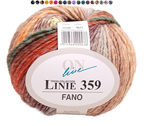 Online Linie 359 Fano, Dicke Wolle mit Farbverlauf zum Stricken und Häkeln, Häkelwolle Farbverlaufswolle 150g, Nadelstärke 7 bis 8 mm (100) von ONline Garne