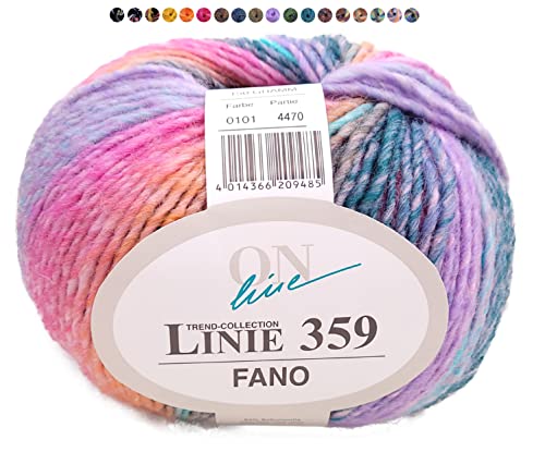 Online Linie 359 Fano, Dicke Wolle mit Farbverlauf zum Stricken und Häkeln, Häkelwolle Farbverlaufswolle 150g, Nadelstärke 7 bis 8 mm (101) von ONline Garne