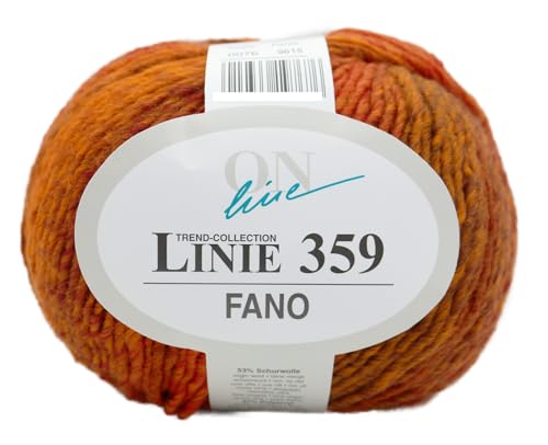 Online Linie 359 Fano | Dicke Wolle mit Farbverlauf orange zum Stricken und Häkeln | Farbverlaufswolle 150g | Nadelstärke 7 bis 8 mm (076) von Online Garne