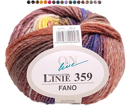 Online Linie 359 Fano, Dicke Wolle mit Farbverlauf zum Stricken und Häkeln, Häkelwolle Farbverlaufswolle 150g, Nadelstärke 7 bis 8 mm (099) von ONline Garne