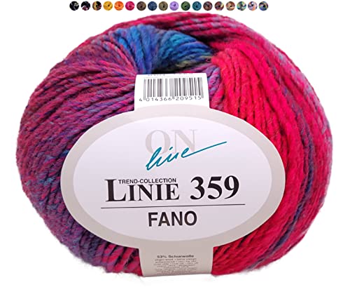 Online Linie 359 Fano, Dicke Wolle mit Farbverlauf zum Stricken und Häkeln, Häkelwolle Farbverlaufswolle 150g, Nadelstärke 7 bis 8 mm (104) von Online Garne