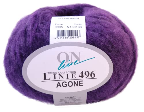 Online Wolle Linie 496 Agone, dicke Winterwolle Nadelstärke 6,5-8 mm mit Alpakawolle zum Stricken oder Häkeln (05) von Online Garne