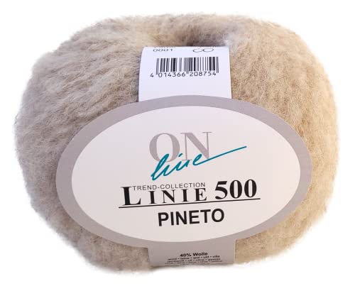 Online Wolle Linie 500 Pineto voluminöse Häkelwolle, Strickgarn beige natur mit Alpaka superfein und Merinowolle (01) von ONline Garne