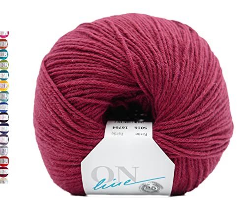 Sockenwolle 6-fädig einfarbig | Online Supersocke 6-fach 321 Merino Uni | dickes Sockengarn mit Merinowolle zum Stricken und Häkeln (5016 Bordeaux) von ONline Garne