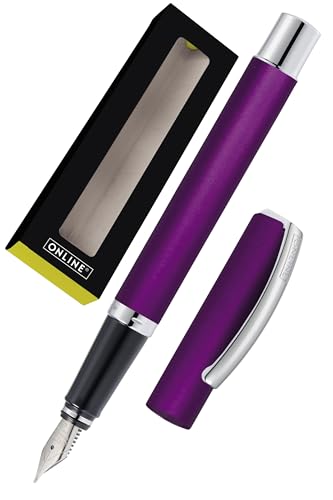 ONLINE Füller Vision Purple I Eleganter Füllfederhalter mit Iridium-Feder medium I Füllhalter aus Aluminium für Standard-Tintenpatronen & Konverter I in Geschenkbox von Online