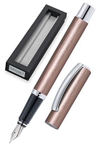 ONLINE Füller Vision Rosegold I Eleganter Füllfederhalter mit Iridium-Feder medium I Füllhalter aus Aluminium für Standard-Tintenpatronen & Konverter I in Geschenkbox von Online