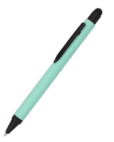 𝗢𝗡𝗟𝗜𝗡𝗘 Kugelschreiber Alu Stylus Mint, Druckkugelschreiber aus Aluminium, auswechselbare Großraum-Mine, Schreibfarbe blau, mit Softtouch Feeling, Stift mit Touchpen, 1 Stück von Online