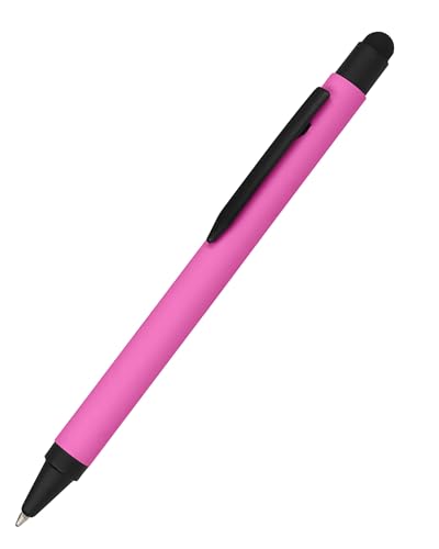 𝗢𝗡𝗟𝗜𝗡𝗘 Kugelschreiber Alu Stylus Pink, Druckkugelschreiber aus Aluminium, auswechselbare Großraum-Mine, Schreibfarbe blau, mit Softtouch Feeling, Stift mit Touchpen, 1 Stück von Online