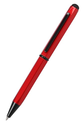 𝗢𝗡𝗟𝗜𝗡𝗘 Kugelschreiber Hexagon Stylus Rot, sechseckiger Kugelschreiber aus Aluminium, auswechselbare D1-Mine, Schreibfarbe blau, Stift mit Touchpen, 1 Stück von Online