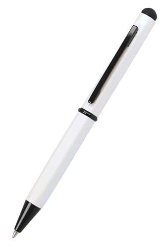 𝗢𝗡𝗟𝗜𝗡𝗘 Kugelschreiber Hexagon Stylus Weiß, sechseckiger Kugelschreiber aus Aluminium, auswechselbare D1-Mine, Schreibfarbe blau, Stift mit Touchpen, 1 Stück von Online