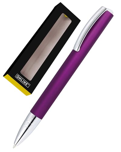 ONLINE Kugelschreiber Vision Purple I Drehkugelschreiber mit Standard Großraummine in Strichstärke medium, Schreibfarbe Schwarz I Eleganter Kuli aus Aluminium in Geschenkbox von Online