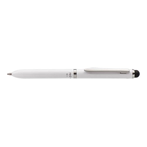 ONLINE 31020/3D 3-in-1 Multi Touch Pen Flash White, 2-Farb-Kugelschreiber aus Metall, D1 Standardmine rot und blau, Stylus Tip, weiß von Online