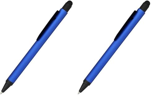 Online Kugelschreiber Alu Stylus Blau, Druckkugelschreiber aus Aluminium, auswechselbare Großraum-Mine, Schreibfarbe schwarz, mit Softtouch Feeling, Stift mit Touchpen, 1 Stück (Packung mit 2) von Online