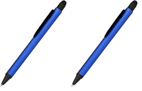 Online Kugelschreiber Alu Stylus Blau, Druckkugelschreiber aus Aluminium, auswechselbare Großraum-Mine, Schreibfarbe schwarz, mit Softtouch Feeling, Stift mit Touchpen, 1 Stück (Packung mit 2) von Online