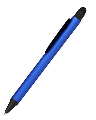 Online Kugelschreiber Alu Stylus Blau, Druckkugelschreiber aus Aluminium, auswechselbare Großraum-Mine, Schreibfarbe blau, mit Softtouch Feeling, Stift mit Touchpen, 1 Stück von Online