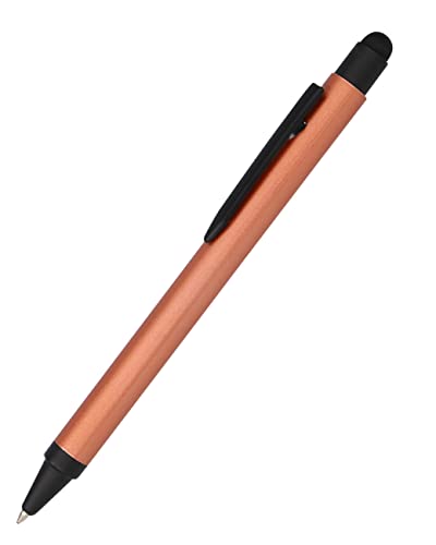 Online Kugelschreiber Alu Stylus Rosegold, Druckkugelschreiber aus Aluminium, auswechselbare Großraum-Mine, Schreibfarbe blau, mit Softtouch Feeling, Stift mit Touchpen, 1 Stück von Online