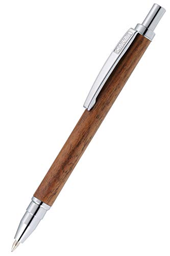 Online Kugelschreiber Mini Wood Pen Walnut, Druckkugelschreiber aus edlem Holz, auswechselbare Messing Minimine Format D1, Schreibfarbe schwarz, Metallclip, 1 Stück von Online