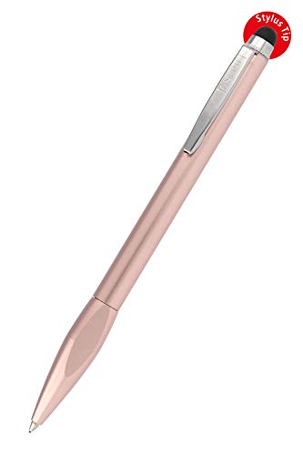 Online Kugelschreiber & Touchpen in einem, Metall-Kugelschreiber mit Stylus-Tip, ergonomisches Griffstück, Schreibfarbe blau, austauschbare Großraummine, Multifunktions-Stift, Design-Farbe: Rosegold von Online