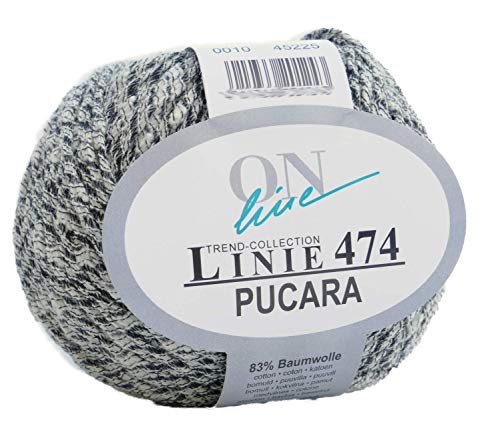 Online Linie 474 Pucara Farbe 10 schwarz, Frottee Wolle Sommer Effektgarn, Baumwollmischgarn zum Stricken oder Häkeln von Online