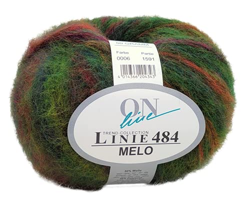 Online Linie 484 Melo Farbe 06, flauschige Wolle mit Farbverlauf, 50g, 105m, Schnellstrickwolle Nadelstärke 8-9 mm von Online