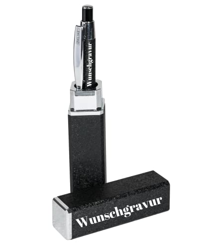 Online Personalisierter Kugelschreiber mit Gravur Graphite Pen Schwarz in Geschenkbox I Box mit Namen I auswechselbare Großraum-Mine I Schreibfarbe schwarz I aus Aluminium I persönliches Geschenk von Online