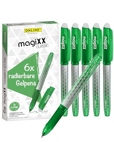 Online Radierstift magiXX, 6x I Gelschreiber Grün mit 0,7mm Strichstärke I Tintenroller radierbar zum Schreibenlernen & Büro, I Erasable Pen Set I Radierbarer Kugelschreiber Studenten, Schüler von Online