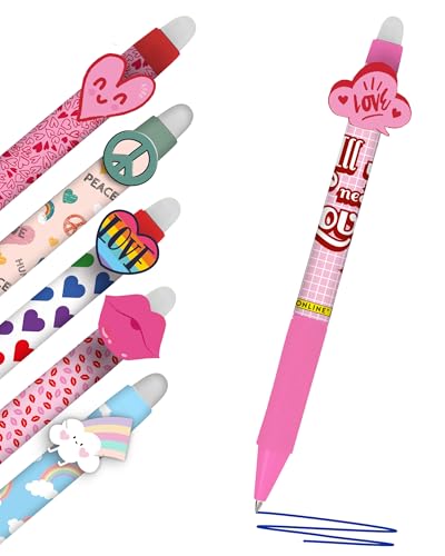 Online magiXX, 6x Radierstift Fun Love & Peace I Gelschreiber blau 0,7mm radierbar I Überraschung zum Valentinstag I Geschenkidee für Sie & Ihn I Radierbarer Kugelschreiber I DIY Valentinstag Idee von Online