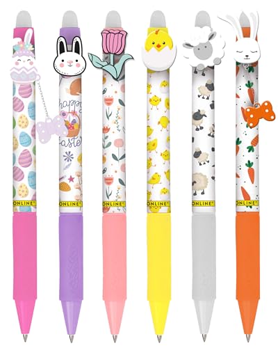 Online magiXX, 6x Radierstift Fun Ostern I Gelschreiber 0,7mm blau radierbar I Geschenkidee Ostern I Osterkorb Ideen für Kinder & Erwachsene I Radierbarer Kugelschreiber I Osternest selbst gestalten von Online