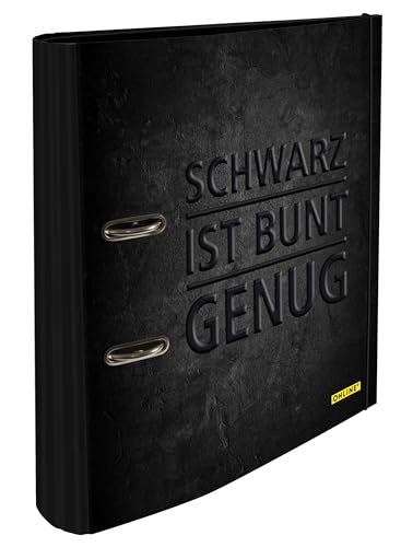 online Ordner din a4, Ringordner mit Hebelmechanik für Schule und Büro, stabiler Aktenordner mit Print, schwarz ist bunt genug, elegantes Design von Online