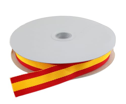 Only faith Stoffband mit Spanien-Flagge für Armbänder, 50 m, mit 2,5 cm Breite, Basteln, Stoffband (rot, 50 m / 2,5 cm) von Only faith