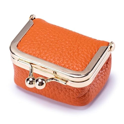 Mini-Schmuckschatulle aus echtem Leder, Mini-Schmuckschatulle/Organizer für Damen – Mini-Schmuck-Reiseetui, kleine Reise-Münzgeldbörse, Organizer, Aufbewahrung (Orange) von Onmargeen