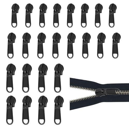 24 Stück Reissverschluss Zipper Metall Reissverschluss Reparatur Set 3 Größen Fix Reissverschluss Zipper Reißverschluss Zieher Ersatz Abnehmbare Zipper Pull Fixer für Jacken Koffer Ruckäcke(Schwarz) von Onperpoe