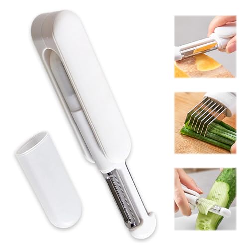 3 in 1 Multifunctional Rotary Paring Knife Sparschäler ist aus Rostfreiem Multifunktionaler Gemüseschäler Kann Schälen Würfeln Reiben und in Scheiben Schäler Kartoffelschäler für Obst und Gemüse von Onperpoe