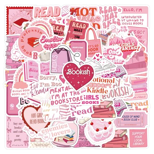 Bookish Sticker Set 60 Stück Fantasy-Cartoon Aufkleber aus Vinyl Wasserfeste Sticker Aesthetic Graffiti Sticker Romantische Kleine Sticker Deko für Skateboard Laptop Handy Koffer Helm Motorrad von Onperpoe