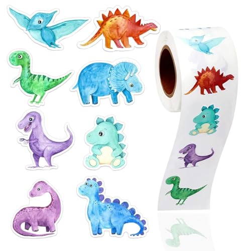 Dinosaurier Sticker 500pcs Runde Dino Aufkleber Cartoon Dino Sticker Rolle Kinder Tier Vinyl Sticker Dinosaurier Belohnungsaufkleber Motivationssticker Tiersticker Dinosaurier Aufkleber für Kinder von Onperpoe