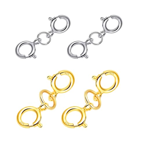 Doppelverschlüsse aus 925er-Sterlingsilber, Halskettenverschluss, Feder-Doppelverschlüsse, Verbinder, Silber-Gold, Halsketten, Armband-Verlängerungsverschluss, Armband-Clips für Schmuck, Armband, von Onperpoe