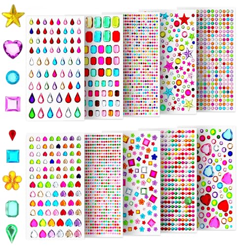 Onperpoe 3500 Stück Glitzersteine Selbstklebend Strasssteine Selbstklebend Glitzersteine Glitzer Sticker Glitzersteine Zum Basteln Glitzersteine Gesicht für Bastel-DIY Glitzer Basteln Kinder Mädchen von Onperpoe