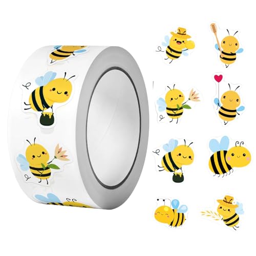 Onperpoe 500 Stücke Biene Aufkleber Biene Sticker Set Bienen Belohnungsaufkleber Niedlich Biene Stickers Rolle Vinyl Wasserflasche Kleine Aufkleber für Scrapbooking DIY Handwerk Laptops Journal von Onperpoe