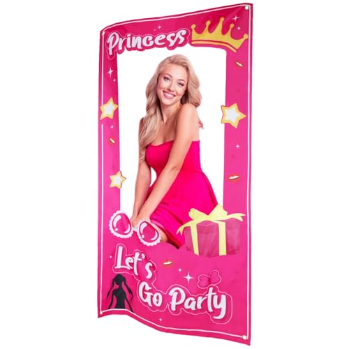 Onperpoe Hot Pink Photo Booth Requisiten: Rosa Mädchen Prinzessin Bachelorette Party Dekoration - Polyester - Photo Booth Dekoration - 180 x 90 cm - 0.1 kg - Feminin - Party Zubehör von Onperpoe