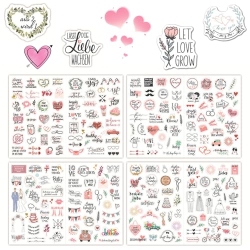 Onperpoe Sticker Hochzeit Gästebuch 266 PCS Aufkleber Hochzeit für Gästebuch und Fotoalbum Sticker Gästebuch Hochzeit Hochzeitssticker mit Liebe Vintage Sticker Hochzeit Sticker für Gästebuch Deko von Onperpoe