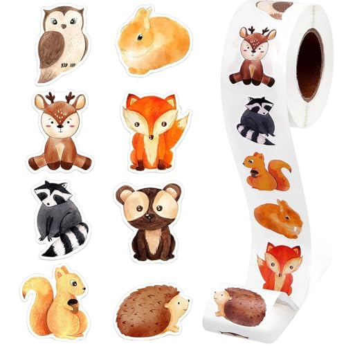 Tier Aufkleber 500 pcs Tier Belohnungsaufkleber Cartoon Animal Sticker Rolle Vinyl Sticker kinder Motivationssticker Tiersticker für Klassenzimmer Geschenke Geburtstage Lehrer Eltern Belobigung Schüle von Onperpoe