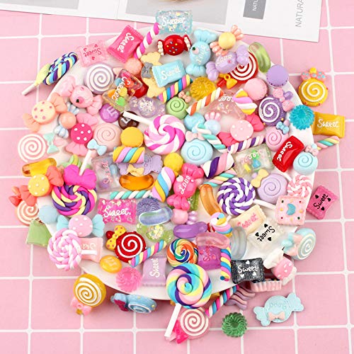 Onsinic 10 Teile/Zufällig Gesendete Harz Lutscher Candy Slime Cabochon Charms Anhänger Machen Accessoire Home Telefondekoration von Onsinic