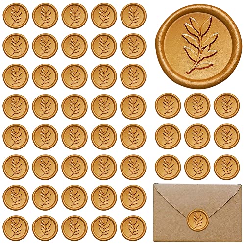 Selbstklebende Wachssiegel, 50 Stück 1 Zoll Siegellack Dankeschön-Siegelaufkleber für Brief Umschlag Postkarte Label Einladung Dekoration Weihnachtsgeschenke (Bronze Gold- Leaf) von Opaltool